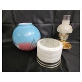 Hand-Painted Floral Glass Vases - Vintage Frosted Lamp- MCM Light fixture Hand-Painted Floral Glass Vases - Vintage Frosted Lamp- MCM Light fixture