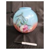 Hand-Painted Floral Glass Vases - Vintage Frosted Lamp- MCM Light fixture Hand-Painted Floral Glass Vases - Vintage Frosted Lamp- MCM Light fixture