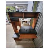 Wood Desk with Hutch and Black Laminate Top, Built-In Shelving Wood Desk with Hutch and Black Laminate Top, Built-In Shelving