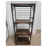 Wrought Iron Shelving Unit With Wood Shelves - 4-Tier Industrial Rack Wrought Iron Shelving Unit With Wood Shelves - 4-Tier Industrial Rack