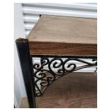 Wrought Iron Shelving Unit With Wood Shelves - 4-Tier Industrial Rack Wrought Iron Shelving Unit With Wood Shelves - 4-Tier Industrial Rack