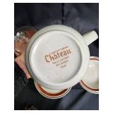 Chateau Hand-Painted Stoneware Dinnerware Set, Japan - Plates, Mugs, Creamer, Sugar Jars, Cake Dome Chateau Hand-Painted Stoneware Dinnerware Set, Japan - Plates, Mugs, Creamer, Sugar Jars, Cake Dome