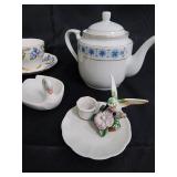 Time Porcelain China Claremont Japan Teacups & Saucers Teapot Set - Floral Borders Time Porcelain China Claremont Japan Teacups & Saucers Teapot Set - Floral Borders