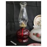 Vintage Christmas Tableware & Decor - Oil Lamp, Rose Vase, A Country Christmas Plate, Green Glass Plate, Tree Plate, Amber Plate Vintage Christmas Tableware & Decor - Oil Lamp, Rose Vase, A Country Christmas Plate, Green Glass Plate, Tree Plate, Amber Plate