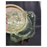 Vintage Christmas Tableware & Decor - Oil Lamp, Rose Vase, A Country Christmas Plate, Green Glass Plate, Tree Plate, Amber Plate Vintage Christmas Tableware & Decor - Oil Lamp, Rose Vase, A Country Christmas Plate, Green Glass Plate, Tree Plate, Amber Plate