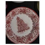 Vintage Christmas Tableware & Decor - Oil Lamp, Rose Vase, A Country Christmas Plate, Green Glass Plate, Tree Plate, Amber Plate Vintage Christmas Tableware & Decor - Oil Lamp, Rose Vase, A Country Christmas Plate, Green Glass Plate, Tree Plate, Amber Plate