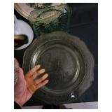 Vintage Christmas Tableware & Decor - Oil Lamp, Rose Vase, A Country Christmas Plate, Green Glass Plate, Tree Plate, Amber Plate Vintage Christmas Tableware & Decor - Oil Lamp, Rose Vase, A Country Christmas Plate, Green Glass Plate, Tree Plate, Amber Plate