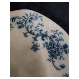 Porcelain Plate Pair: White Transferware Oval Plate with Blue Border & Blue Center Plate Porcelain Plate Pair: White Transferware Oval Plate with Blue Border & Blue Center Plate