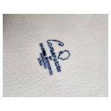 Porcelain Plate Pair: White Transferware Oval Plate with Blue Border & Blue Center Plate Porcelain Plate Pair: White Transferware Oval Plate with Blue Border & Blue Center Plate