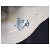 Porcelain Plate Pair: White Transferware Oval Plate with Blue Border & Blue Center Plate Porcelain Plate Pair: White Transferware Oval Plate with Blue Border & Blue Center Plate