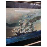 Pair of Framed Nautical Ship Prints - Gold Trim Frames Pair of Framed Nautical Ship Prints - Gold Trim Frames