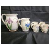Iris Flowerware Ceramic Pitcher & Mug Set - 2 Pitchers, 4 Mugs Iris Flowerware Ceramic Pitcher & Mug Set - 2 Pitchers, 4 Mugs