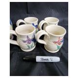 Iris Flowerware Ceramic Pitcher & Mug Set - 2 Pitchers, 4 Mugs Iris Flowerware Ceramic Pitcher & Mug Set - 2 Pitchers, 4 Mugs