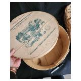 Vintage Wicker Baskets Set with Round Cheese Box & Snowman Tin - Farmhouse Decor Vintage Wicker Baskets Set with Round Cheese Box & Snowman Tin - Farmhouse Decor