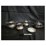 Barbour Silver Co. Quadruple Plate Tea Set - Floral Engraving & Decorative Plate Barbour Silver Co. Quadruple Plate Tea Set - Floral Engraving & Decorative Plate