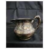 Barbour Silver Co. Quadruple Plate Tea Set - Floral Engraving & Decorative Plate Barbour Silver Co. Quadruple Plate Tea Set - Floral Engraving & Decorative Plate