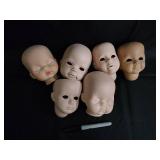 Unpainted Ceramic Doll Heads - 5 Heads for Doll Making Unpainted Ceramic Doll Heads - 5 Heads for Doll Making