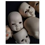 Unpainted Ceramic Doll Heads - 5 Heads for Doll Making Unpainted Ceramic Doll Heads - 5 Heads for Doll Making