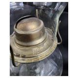 Vintage Clear Glass Hurricane Oil Lamps - Brass Burners (Pair) Vintage Clear Glass Hurricane Oil Lamps - Brass Burners (Pair)