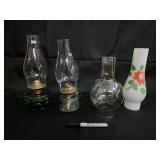 Glass Hurricane Oil Lamps (Lot of 4) Glass Hurricane Oil Lamps (Lot of 4)