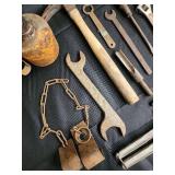 Vintage Hand Tools Lot - Wrenches, Pliers, Hammer, Oil Can & Chain Vintage Hand Tools Lot - Wrenches, Pliers, Hammer, Oil Can & Chain