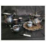 Richfield Plate Co Guadalupe Quadruple Plate Tea Set w/ Tray - USA 27198 Richfield Plate Co Guadalupe Quadruple Plate Tea Set w/ Tray - USA 27198