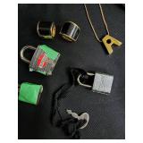 Vintage Pocket Watches & Jewelry Lot - Green Strap Watch, Locks, Necklace Vintage Pocket Watches & Jewelry Lot - Green Strap Watch, Locks, Necklace