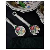 Floral Hand-Painted Plate Set with Matching Spoons Floral Hand-Painted Plate Set with Matching Spoons