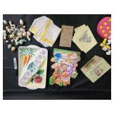 Vintage Easter Decor - Bunny Salt & Pepper Shaker Set, Egg Tray, Litany Book, Chick Tattoo Toy Vintage Easter Decor - Bunny Salt & Pepper Shaker Set, Egg Tray, Litany Book, Chick Tattoo Toy