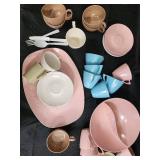 Marcrest Melmac Dinnerware Set - Pastel Teacups, Saucers & Plates (Assorted Colors) Marcrest Melmac Dinnerware Set - Pastel Teacups, Saucers & Plates (Assorted Colors)