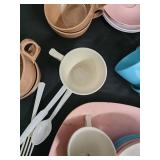 Marcrest Melmac Dinnerware Set - Pastel Teacups, Saucers & Plates (Assorted Colors) Marcrest Melmac Dinnerware Set - Pastel Teacups, Saucers & Plates (Assorted Colors)