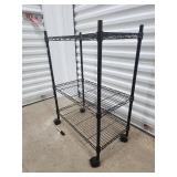 Black 3-Tier Wire Shelving Rack on Casters - Mobile Storage Shelf Black 3-Tier Wire Shelving Rack on Casters - Mobile Storage Shelf