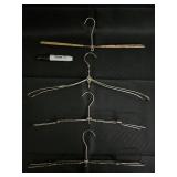 Assorted Stainless Steel Wire Hangers Set with Wooden Rod Assorted Stainless Steel Wire Hangers Set with Wooden Rod