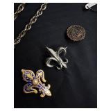 Sharp Quartz Watch with Lutheran Medal Pendant, Moriarty Crest & Fleur-de-Lis Jewelry Sharp Quartz Watch with Lutheran Medal Pendant, Moriarty Crest & Fleur-de-Lis Jewelry