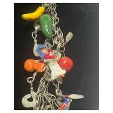 Vintage Hand Made Wedding Necklace Cloth Dolls. Birds, Fruit