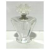 Shannon Crystal Perfume Bottle. Hand Cut Crystal Stopper of Lotus Flower