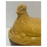 Vintage PV France Yellow Ware Hen on Nest 5' Ceramic Beautiful Colors
