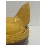 Vintage PV France Yellow Ware Hen on Nest 5' Ceramic Beautiful Colors