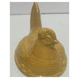 Vintage PV France Yellow Ware Hen on Nest 5' Ceramic Beautiful Colors