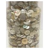 Large Jar of Vintage White Buttons