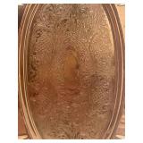 2 Coppercraft Guild Etched Oblong Trays USA 5 1/2' X 9 1/4'