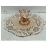 Vintage Pink Depression Handled Serving Plate