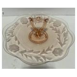 Vintage Pink Depression Handled Serving Plate
