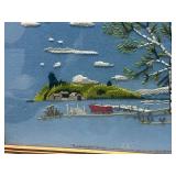 1974 Avon Framed Needlepoint 'Lakescape'  28' X 32'