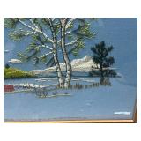 1974 Avon Framed Needlepoint 'Lakescape'  28' X 32'