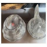 5.5' Clear Glass Hen on Nest Small chip in inside rim