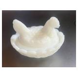 Two 2.5' Hen on Nest Salts  Small chip on beak of one and Tail of the other