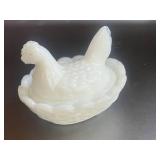 Two 2.5' Hen on Nest Salts  Small chip on beak of one and Tail of the other