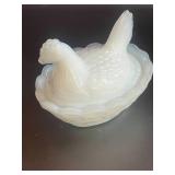 Two 2.5' Hen on Nest Salts  Small chip on beak of one and Tail of the other