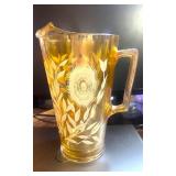 Vintage Carnival Glass Flowered Pitcher